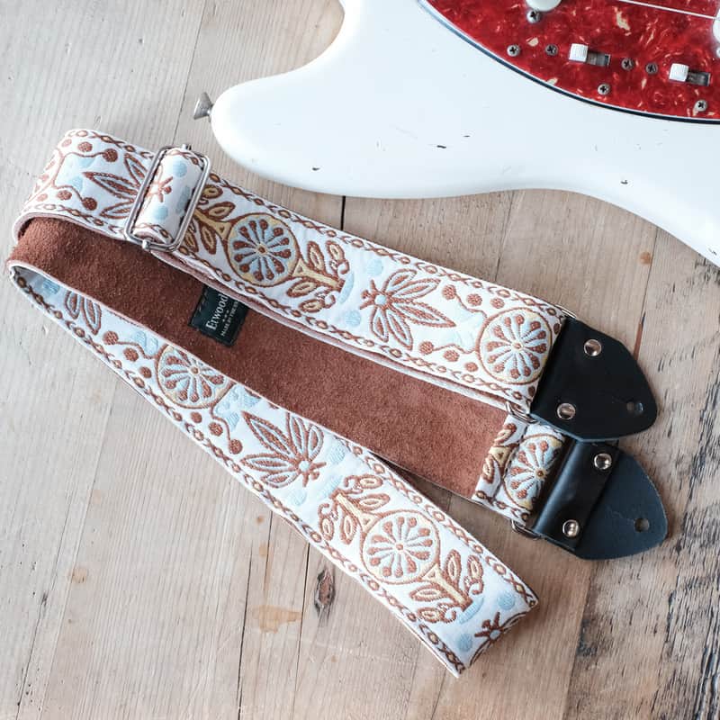 Vintage Floral 60s/70s Hippie Guitar Strap / Real Suede Backing / Handmade in the UK image 1