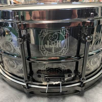 NOS Ludwig 6.5x14 Joey Kramer "Hit Hard" Signature Engraved Black Magic Snare Drum image 5
