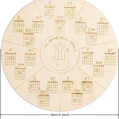 Wooden Melody Tool, Round Circle of Fifths Wheel Melody Tool with Guitar Chord Wheel, 6.3 inches Large Size Music Theory Learning Tool for Musicians, Songwriters, Beginners image 2