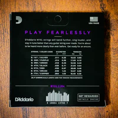 10 SETS - D'Addario NYXL1164 Nickel Wound Medium 7-String Electric Guitar Strings, 11-64 (NEW/SEALED) image 4