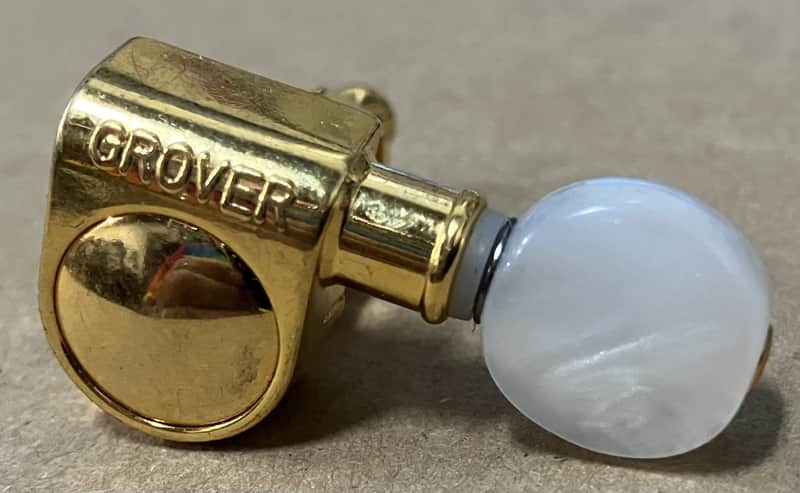 Grover- mini tuner, gold with pearl button, single tuner image 1