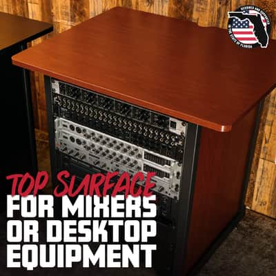 Gator Rok-It By Frameworks Studio Series 14U Wood Rack Cabinet with Casters and Leveling Feet, Cherry image 3