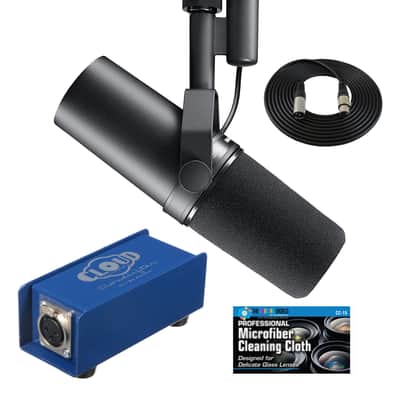 Shure SM7B Vocal Microphone with Cloud Microphones Cloudlifter CL-1 Mic Activator and Extra 10' XLR Cable Bundle image 1