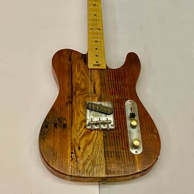 Woodcraft Electric Guitars Telecaster with 125 years old Reclaimed Wood image 2