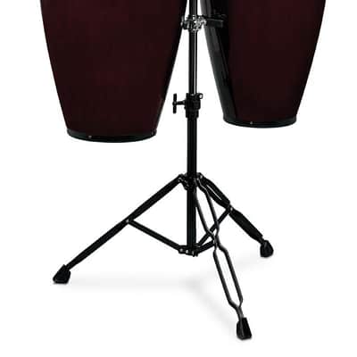 Latin Percussion Aspire 11" and 12" Conga Set - Oak Dark Wood Black with Double Stand (LPA647-DW) image 2