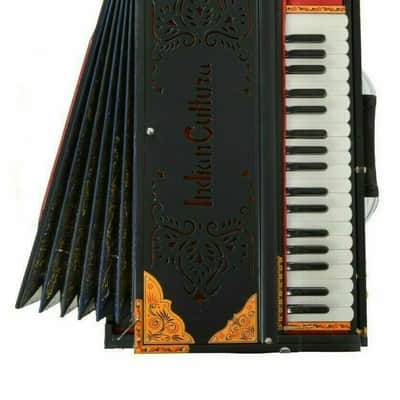 Handmade  9 Scale Changer Finish Portable Harmonium 3 Reeds Black Matt Musical Instrument image 3