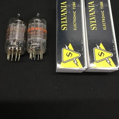 MATCHED PAIR Sylvania HAMMOND 12AU7A ECC82 Vintage Vacuum Tubes TESTED 8.9257 image 1