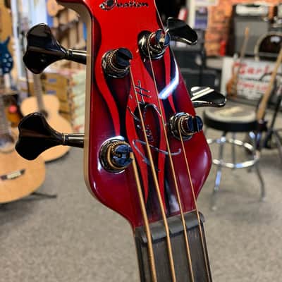 Ovation Nikki Sixx Acoustic Bass Red with Flame Image image 6