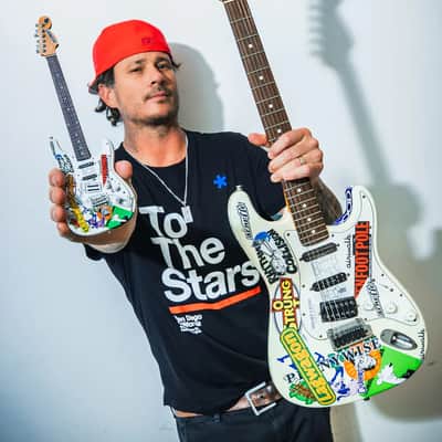 Fender Squier Stratocaster Tom DeLonge Sticker Strat Electric Guitar - Olympic White image 10