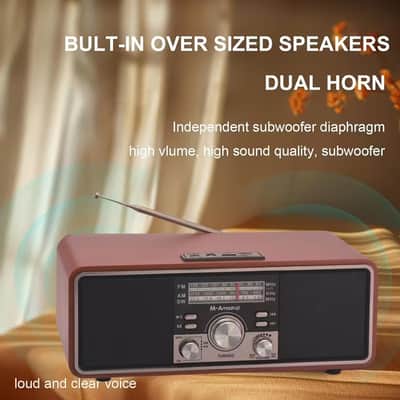 Portable Vintage Style AM/FM/SW Radio Speaker – Wireless Rechargeable Retro Audio System with USB & TF Card Playback image 5