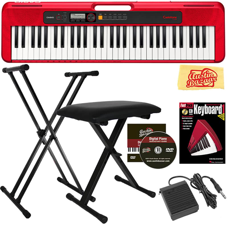 Casio CT-S200 Casiotone 61-Key Keyboard - Red w/ Adjustable Stand image 1