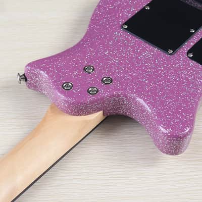 Custom Sparkle Purple HH Electric Guitar, Basswood Body, Maple Neck image 9