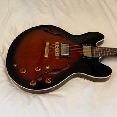 Vintage 1998 Epiphone Dot Deluxe - Made in Korea (MIK) - Cinnamon Burst (VSB) - Free Pro Setup image 2