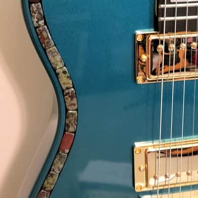 CUSTOM DESIGNED & CRAFTED TELE STYLE IN GREEN METALLIC FINISH WITH STONES -SERIAL #074 -2025 image 7
