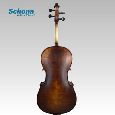SCHONA SC-02ME Matte Entry Level Tiger Grain Maple Back/Sides Spruce Top Handmade Cello 4/4 Size Exam Practice Solo Performance image 2