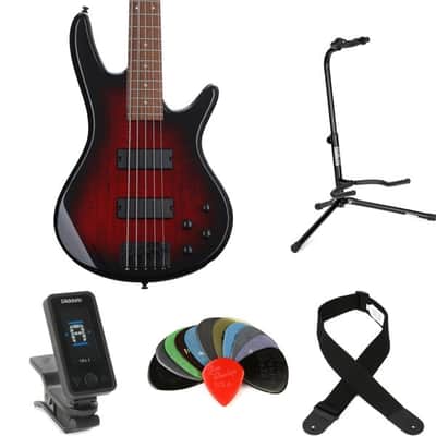 Ibanez Gio GSR205SMCNB Bass Guitar Essentials Bundle - Spalted Maple  Charcoal Brown Burst image 3