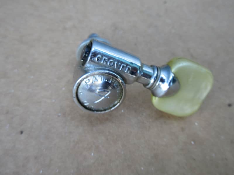 Single 1 1960s 67 Grover Fender F USA Pat Pending Guitar Tuner Pearloid Button image 1