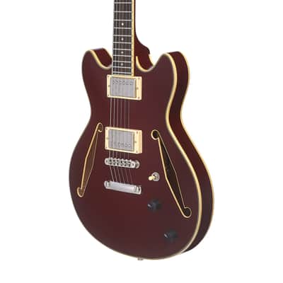 D'Angelico DAEMDCTSWNSNS EXCEL MINI DC TOUR EXCEL MINI DC TOUR Double Cutaway Semi-Hollow Body 3 Piece Maple/Walnut/Maple Neck 6-String Electric Guitar w/Gig Bag image 3