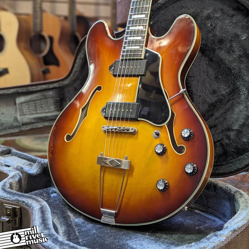 Eastman T64/v-T-GB Thinline Hollow Body Electric Guitar Antique Gold Burst w/ Hard Case image 1