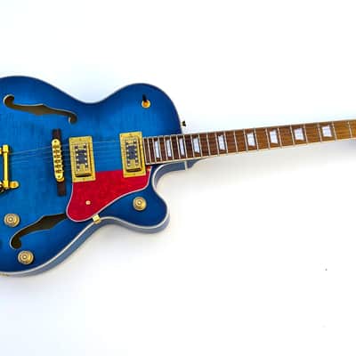 Nashville L5 Electric Guitar Hollow Body bLUE Flamed Maple Jazz Guitar Bigsby image 2