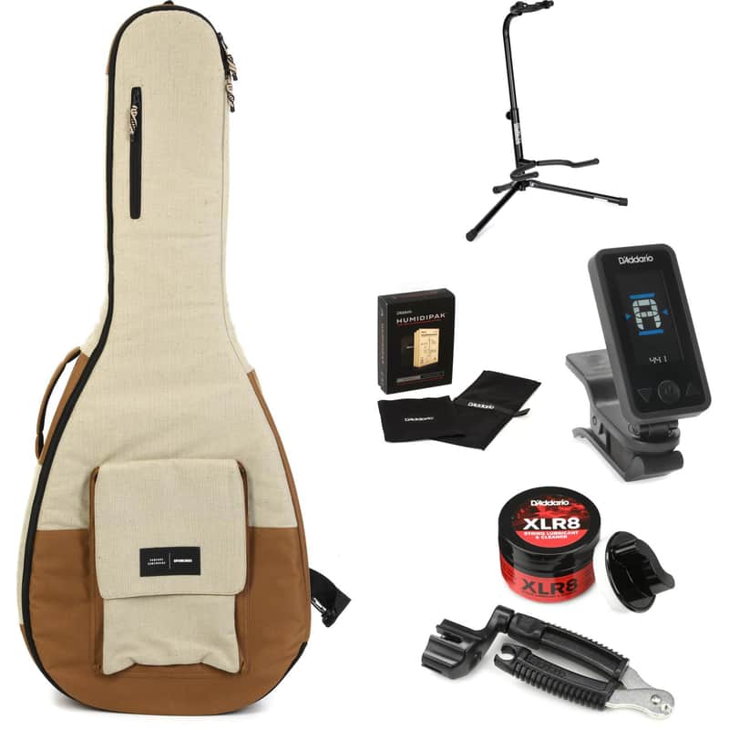 Gator Someone Somewhere Lux Series Dreadnought Gig Bag Essential Care Bundle - Malt image 1