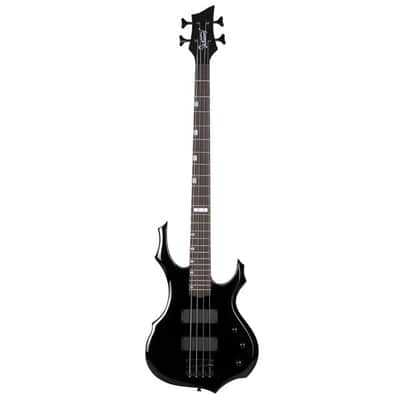Full Size Glarry 4 String Burning Fire enclosed H-H Pickup Electric Bass Guitar with 20W Amplifier/ Bag/ Black image 2