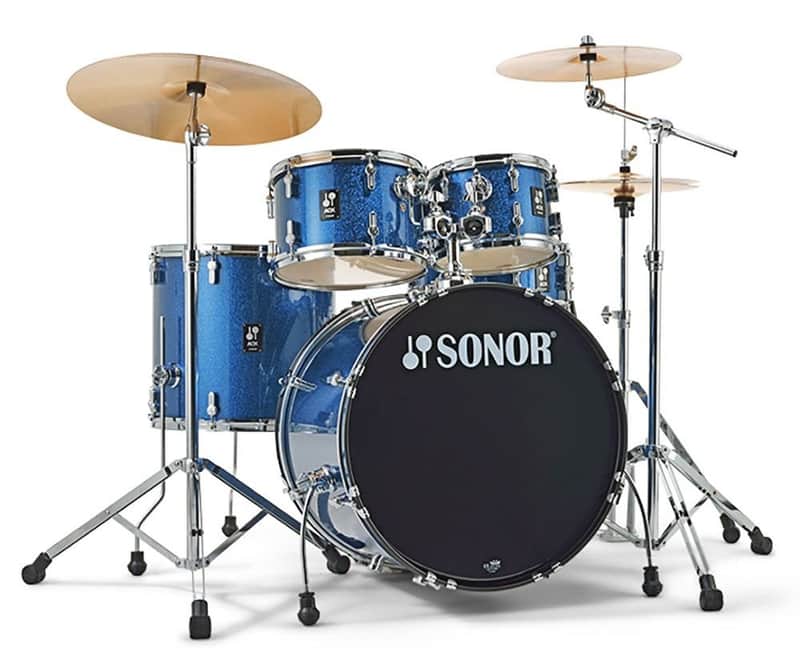 Sonor AQX Stage 5pc Drum Set w/ Hardware in Blue Ocean Sparkle image 1