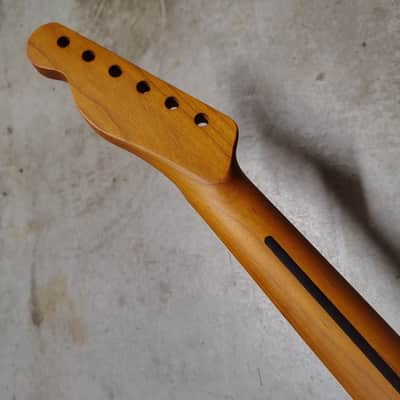 Roasted Maple Tele Neck fits fender Telecaster body 22fret Block Inlay image 6