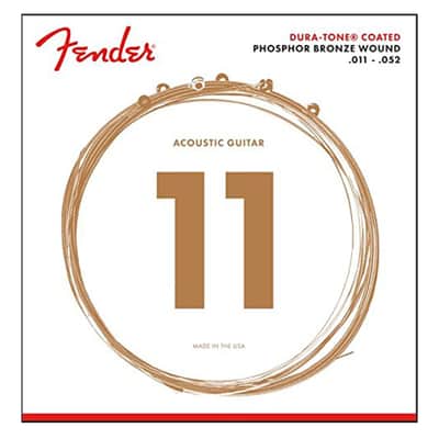 Fender 860CL Dura-Tone Coated Phosphor Bronze Acoustic Guitar Strings (11-52)