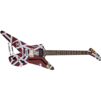 EVH Striped Series Shark Burgundy w/ Silver Stripes image 3