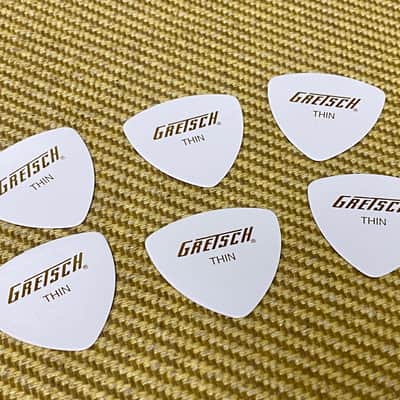 922-1346-180-6 (6) Genuine Gretsch White Thin 346 Guitar Picks