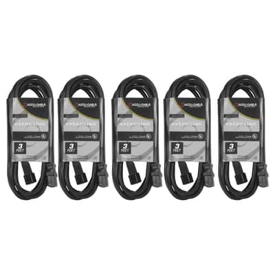 (5) ADJ ECCOM-3 Black 3FT IEC-Male-to-IEC-Female Power Link Cables image 1