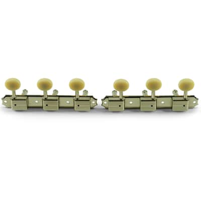 Kluson 3 On A Plate Deluxe Series Tuning Machines - No Line - Standard Post - Nickel With Oval Plast