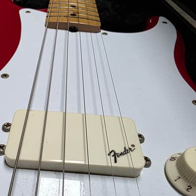 1981 Fender Bullet H-1 American Stratocaster with Telecaster Headstock Red Vintage 80s 1980's made in USA 1H Guitar with original hard case OHSC RARE image 3