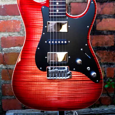Tom Anderson Drop Top Classic, Natural Red Burst w/ Binding image 1