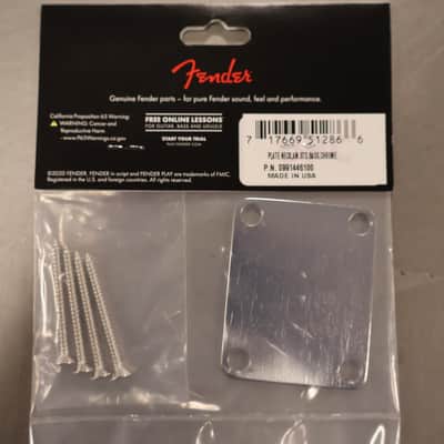 Fender 4-Bolt American Series Bass Neck Plate with "Fender Corona" Stamp (Chrome) image 3