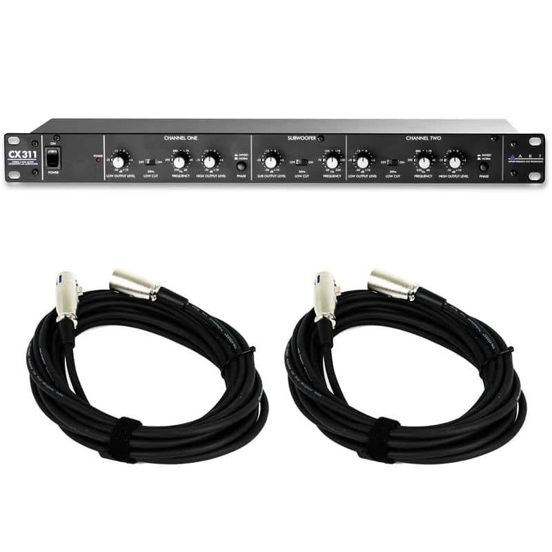 ART CX311 2-Way Crossover with Subwoofer Out Bundle with 2 20-foot XLR Cables image 1