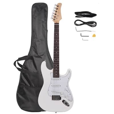 Cxxss Rose Wood Fingerboard Electric Guitar White +Gigbag +Cord+Strap+Accessor image 6