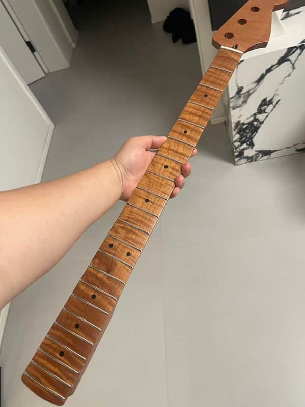 4-string electric bass neck P bass stainless steel 21frets Roasted flame Maple guitar neck 34inch hole 18mm Nut 42mm image 1
