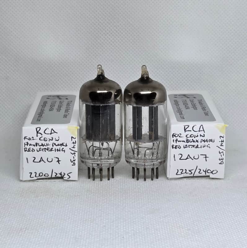 RCA Made For Conn 12AU7 Long Black Plate Well Matched (9.2%) Pair NOS 12AU7A ECC82 image 1