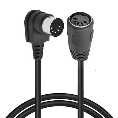 MIDI Din Extension Cable, MIDI 5-Pin DIN 90 Degree Angle Male Plug to Female Socket Audio MIDI/at Adapter Cable for MIDI Keyboard Synthesizer, Organ, Electric Piano, MIDI Guitar (1.5 Meter/5 FT) image 1