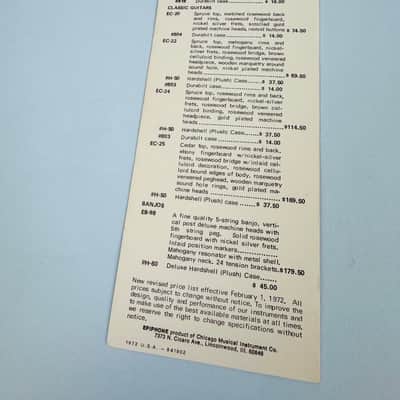 Epiphone Price List 1972 image 2