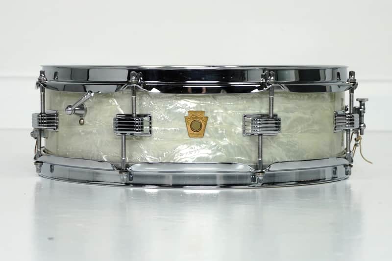 Ludwig 14” x 4” Down Beat Snare Drum in White Marine Pearl 1965 image 1