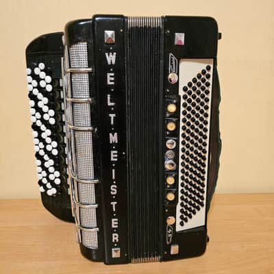 Weltmeister Button Accordion 5 Row 120 Bass Made in Germany Buttons Straps Vintage Rare image 1