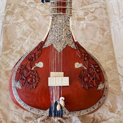 SITAR Antique by HUSEN & Brothers, Miraj, India 7 String Custom Grand Concert "Baritone" 1950's Only 1 known of, Confirmed by Grandson made by Grandfather! - image 5