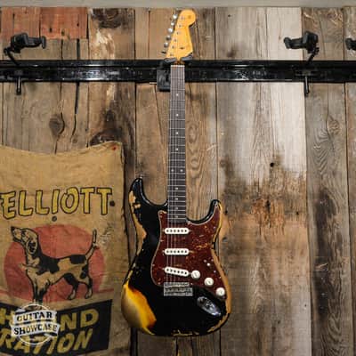 Fender Custom Shop '61 Reissue Stratocaster Relic - Heavy Relic Aged Black Over 3-Color Sunburst image 5