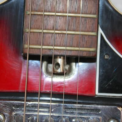 Vintage 1960's Sorrento Red Sunburst Hollow Body Electric Guitar With Gig Bag image 8