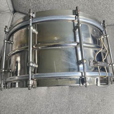 Ludwig 6.5 x 14 10 tube lug Heavy brass 2 piece shell 1920s - Nickel image 6