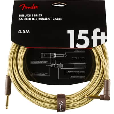 Fender Deluxe Series Instrument Cable, Straight/Angle, 15', Tweed image 4
