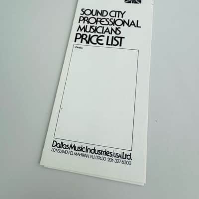 Sound City Professional Musicians Price List, (c. 1974) image 1